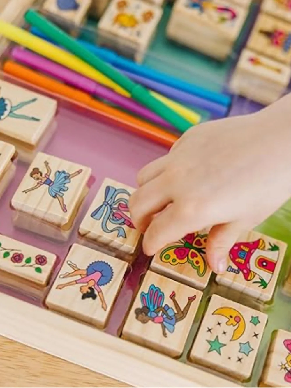 Melissa & Doug Deluxe Fairy Tale Wooden Stamp Set - Multicolor